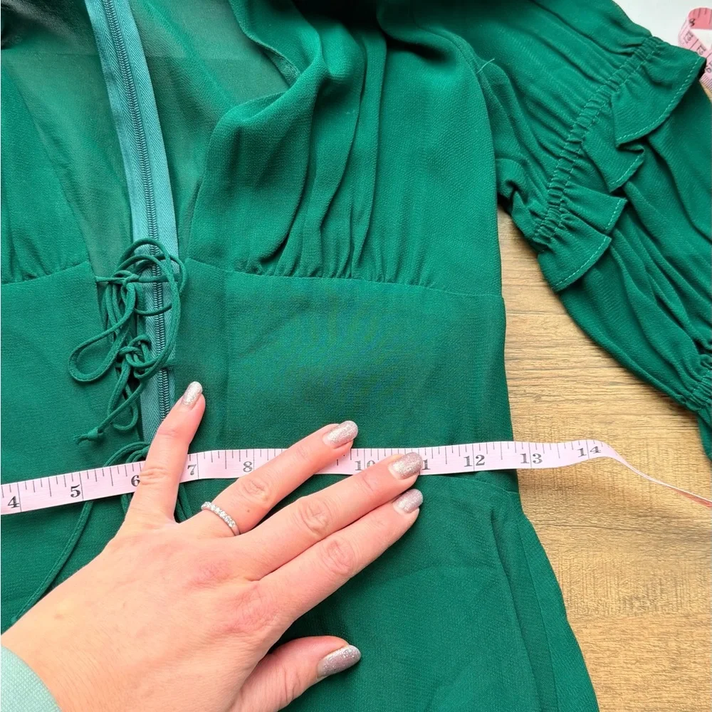 Reformation Laurelei Mini Dress Dark Green Size 4 - Picture 8 of 10